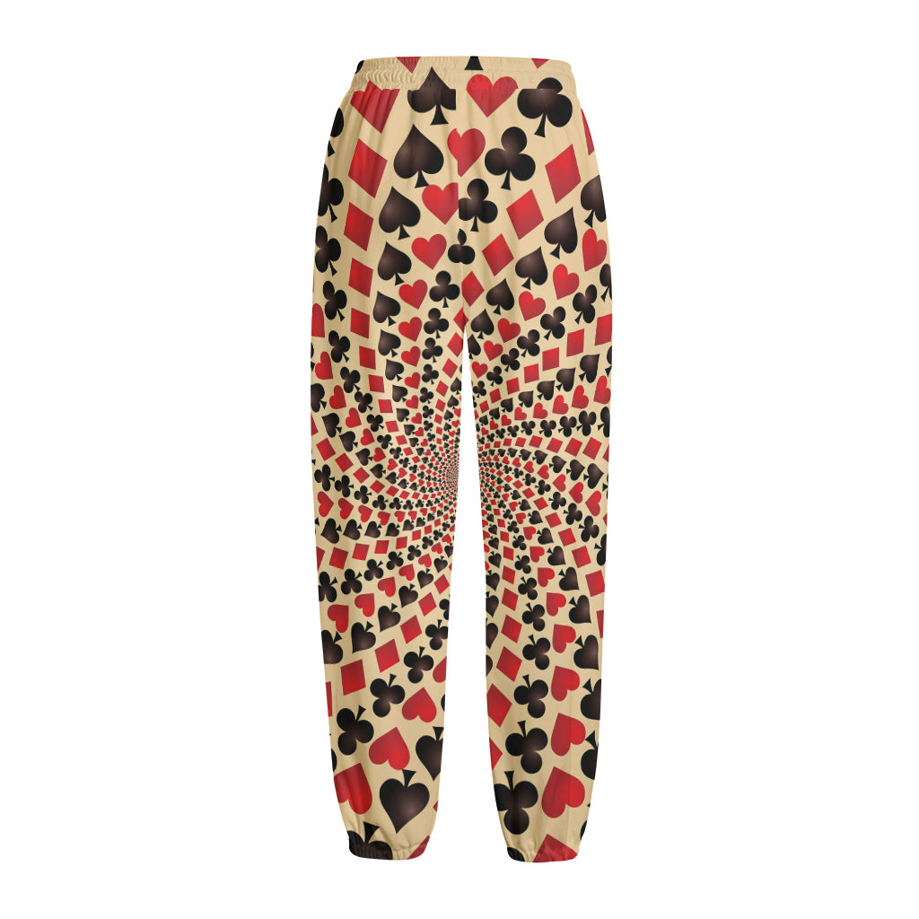 Swirl Playing Card Suits Print Fleece Lined Knit Pants