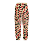 Swirl Playing Card Suits Print Fleece Lined Knit Pants