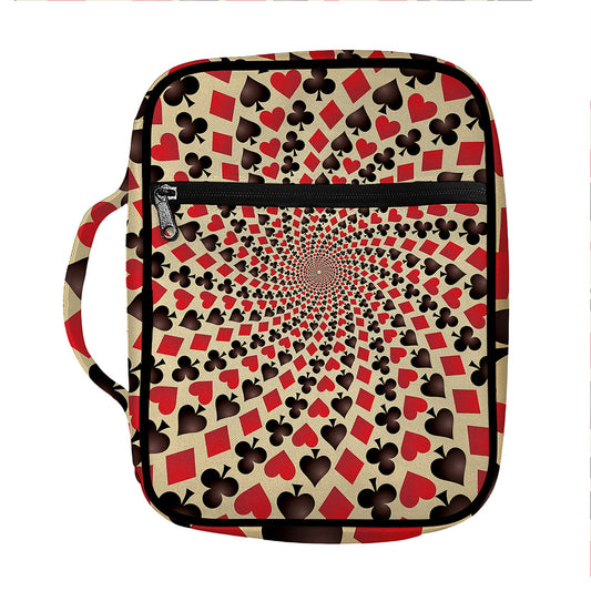 Swirl Playing Card Suits Print Front Pocket Bible Bag