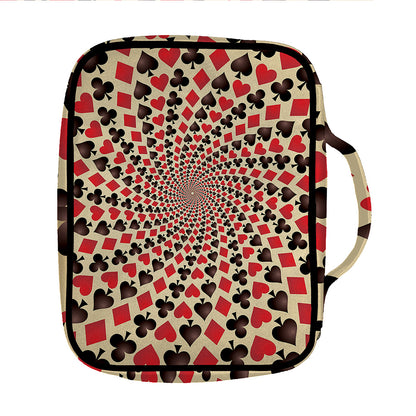 Swirl Playing Card Suits Print Front Pocket Bible Bag