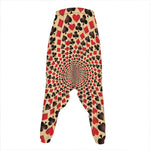 Swirl Playing Card Suits Print Hammer Pants