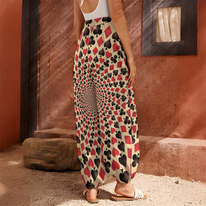 Swirl Playing Card Suits Print Harem Pants