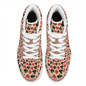 Swirl Playing Card Suits Print High Top Leather Sneakers