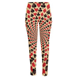 Swirl Playing Card Suits Print High-Waisted Pocket Leggings