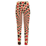 Swirl Playing Card Suits Print High-Waisted Pocket Leggings