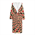 Swirl Playing Card Suits Print Hooded Bathrobe