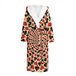 Swirl Playing Card Suits Print Hooded Bathrobe