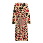 Swirl Playing Card Suits Print Hooded Bathrobe