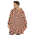 Swirl Playing Card Suits Print Hoodie Blanket