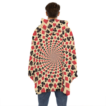 Swirl Playing Card Suits Print Hoodie Blanket