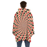 Swirl Playing Card Suits Print Hoodie Blanket