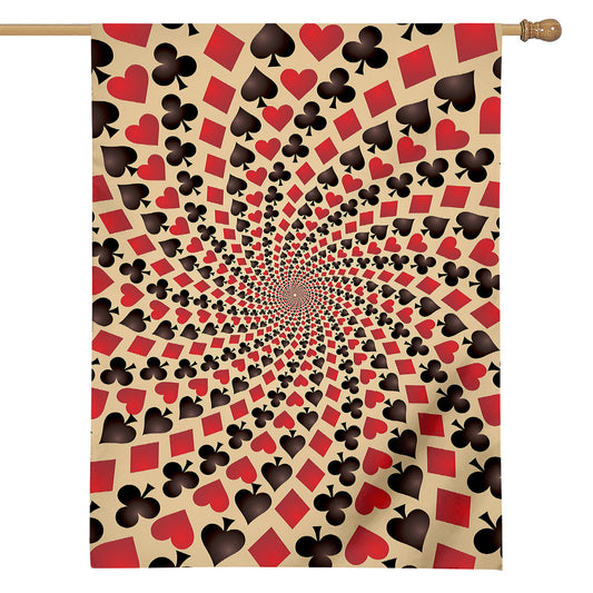 Swirl Playing Card Suits Print House Flag