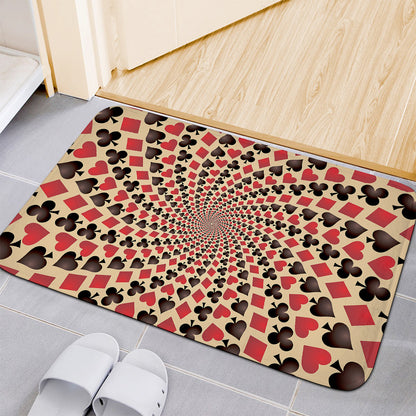 Swirl Playing Card Suits Print Indoor Door Mat