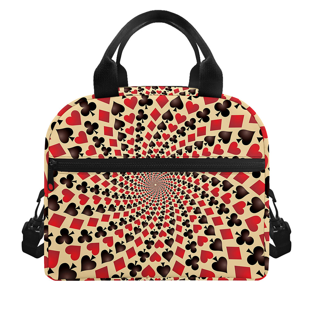 Swirl Playing Card Suits Print Insulated Lunch Bag