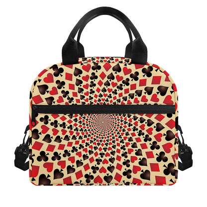 Swirl Playing Card Suits Print Insulated Lunch Bag