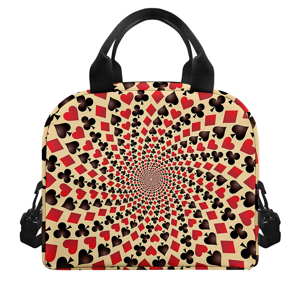 Swirl Playing Card Suits Print Insulated Lunch Bag