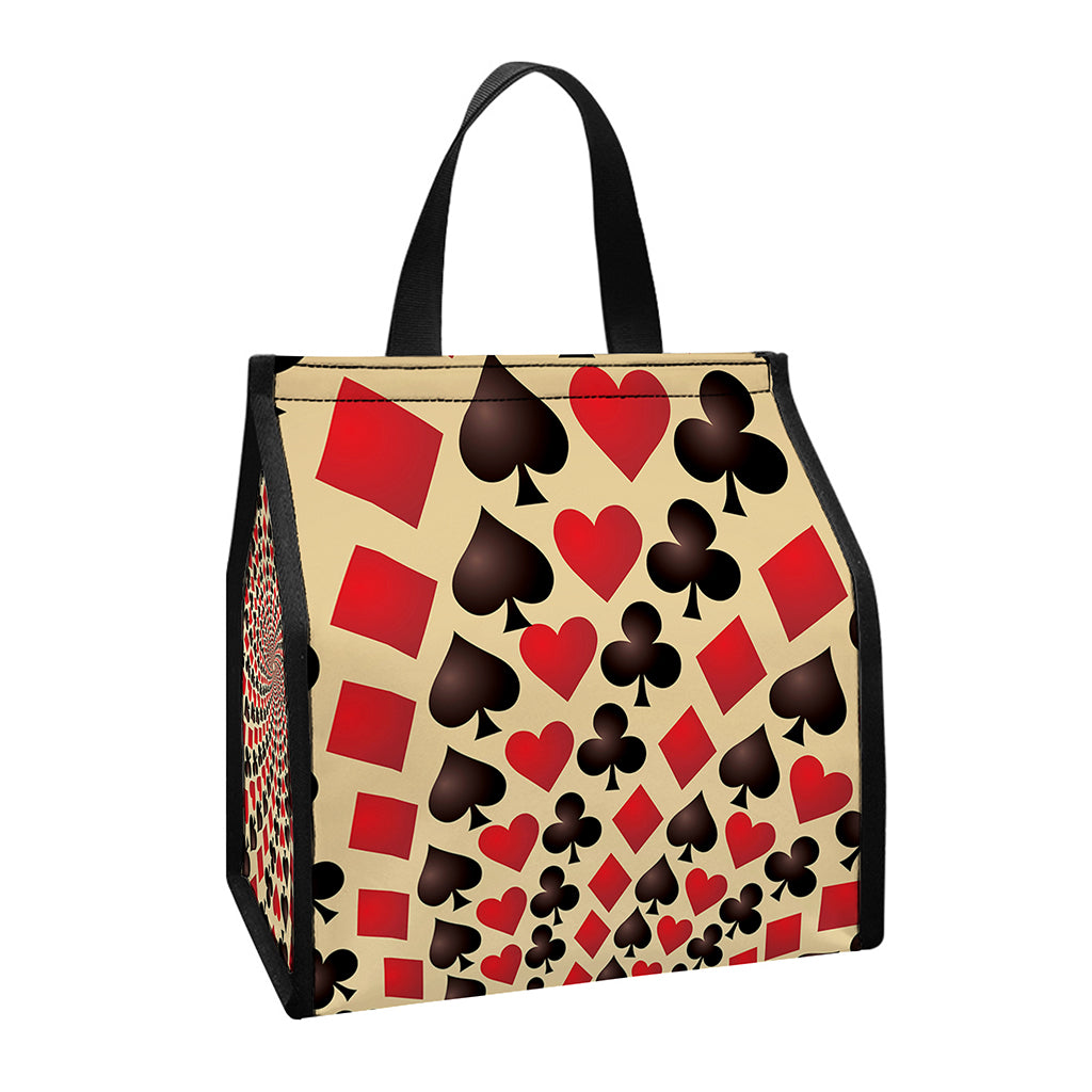 Swirl Playing Card Suits Print Insulated Lunch Tote