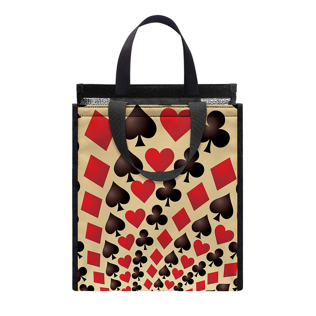 Swirl Playing Card Suits Print Insulated Lunch Tote