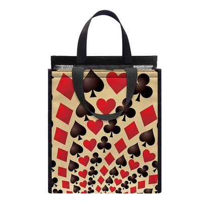 Swirl Playing Card Suits Print Insulated Lunch Tote