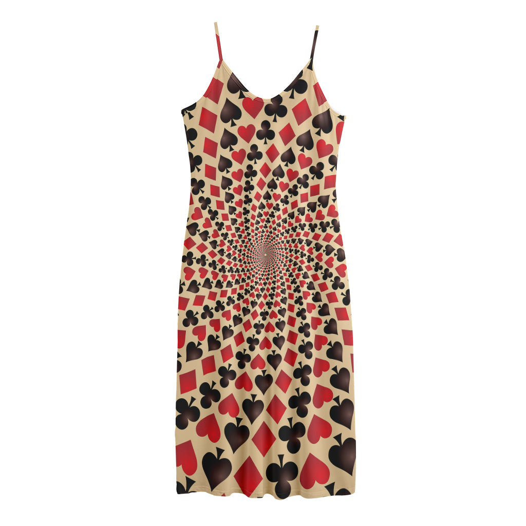 Swirl Playing Card Suits Print Jersey Midi Cami Dress