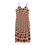 Swirl Playing Card Suits Print Jersey Midi Cami Dress