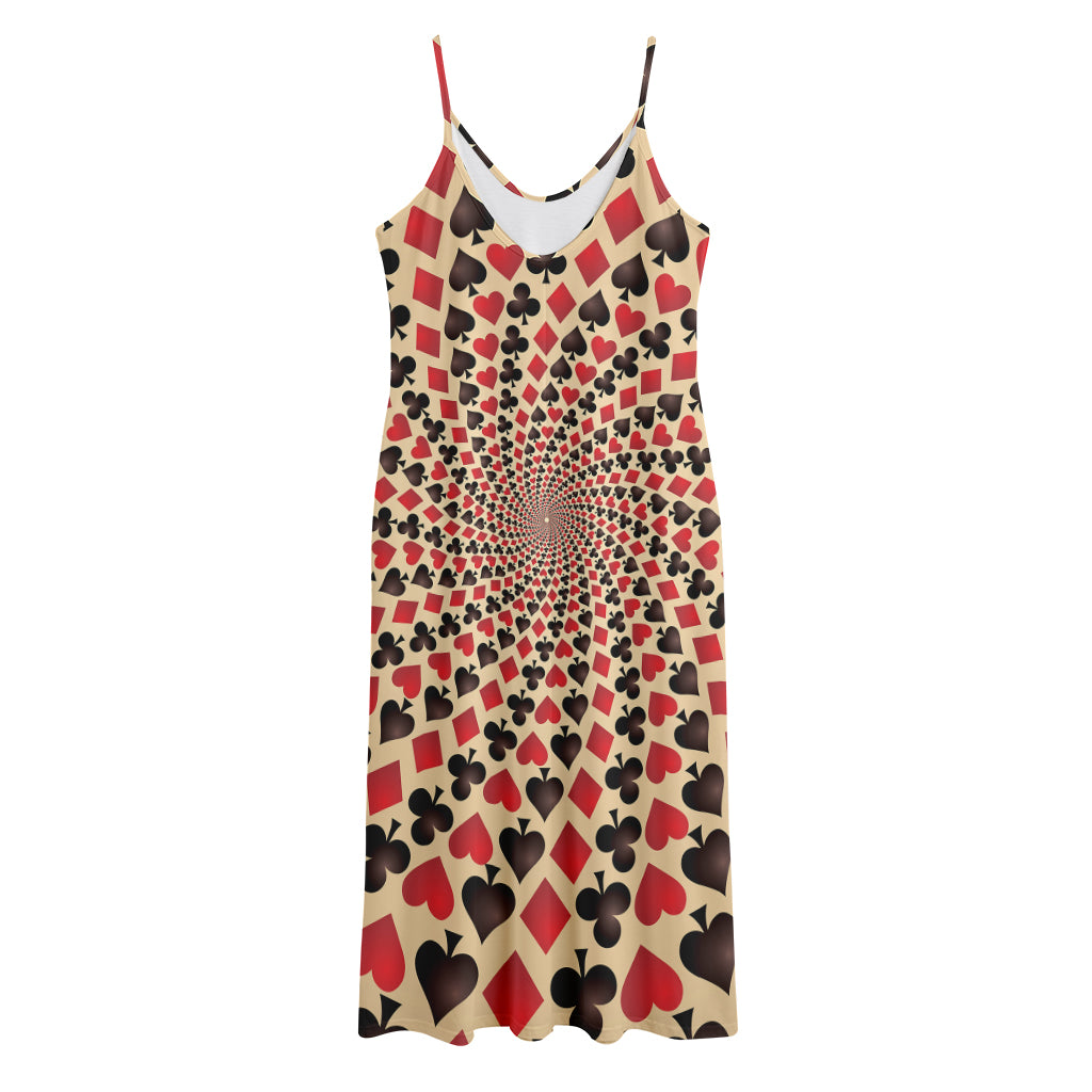 Swirl Playing Card Suits Print Jersey Midi Cami Dress