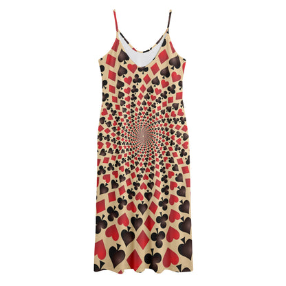 Swirl Playing Card Suits Print Jersey Midi Cami Dress