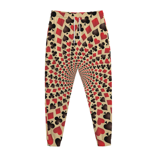 Swirl Playing Card Suits Print Jogger Pants