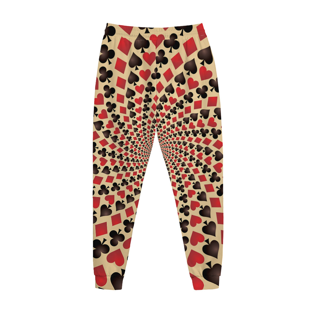 Swirl Playing Card Suits Print Jogger Pants
