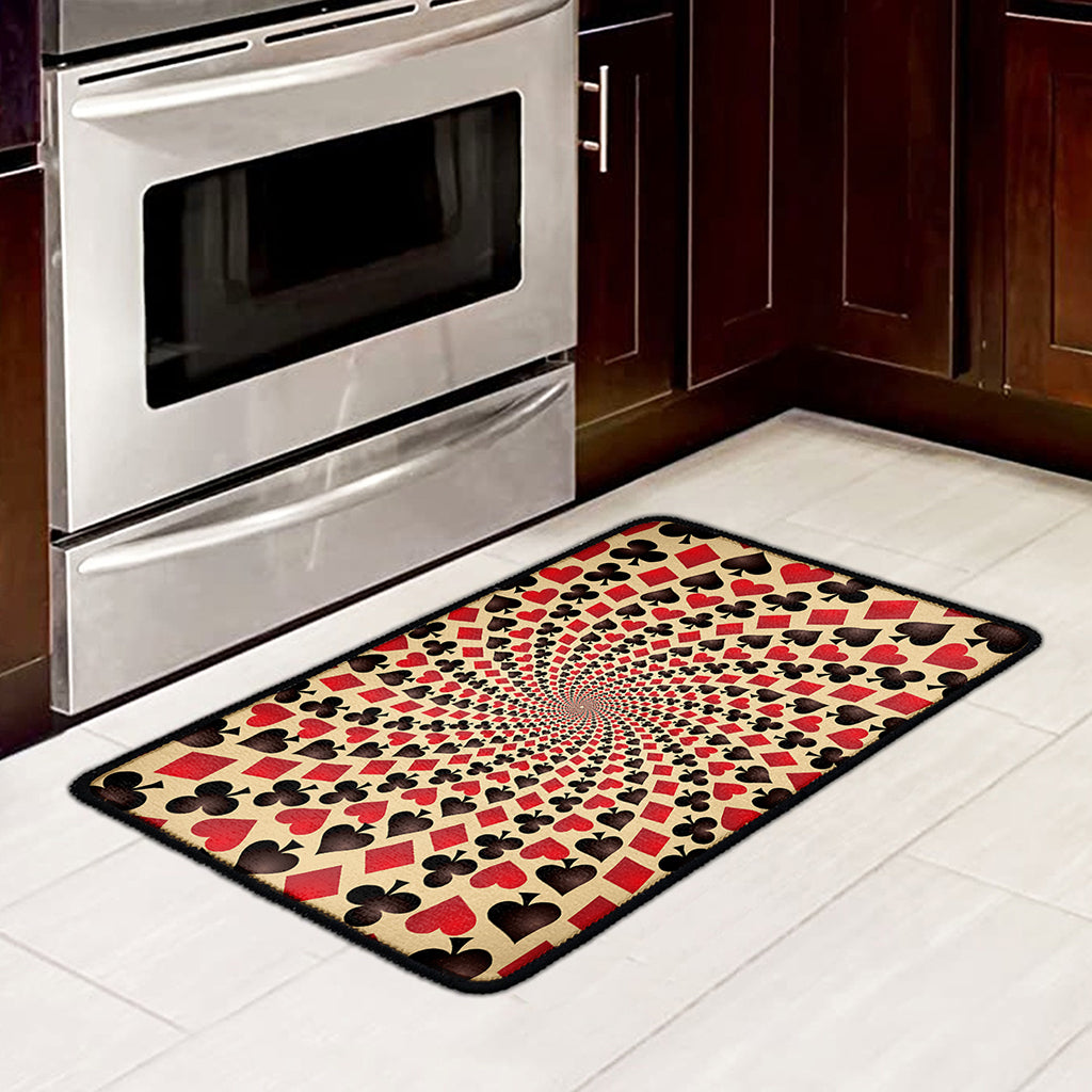 Swirl Playing Card Suits Print Kitchen Mat