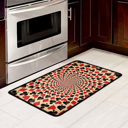 Swirl Playing Card Suits Print Kitchen Mat