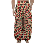 Swirl Playing Card Suits Print Lantern Pants