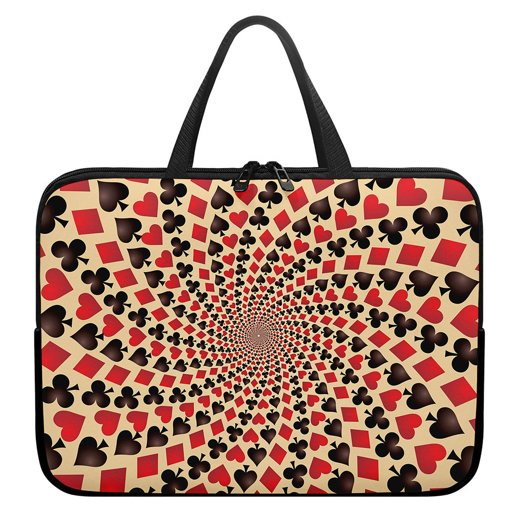 Swirl Playing Card Suits Print Laptop Sleeve With Handle