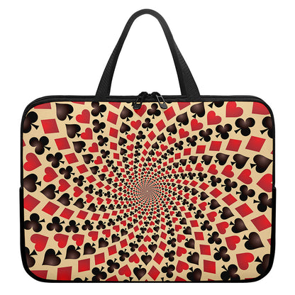 Swirl Playing Card Suits Print Laptop Sleeve With Handle