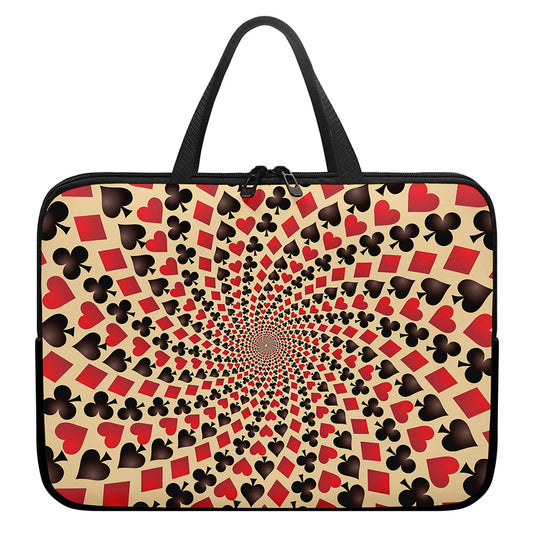 Swirl Playing Card Suits Print Laptop Sleeve With Handle
