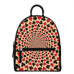 Swirl Playing Card Suits Print Leather Backpack