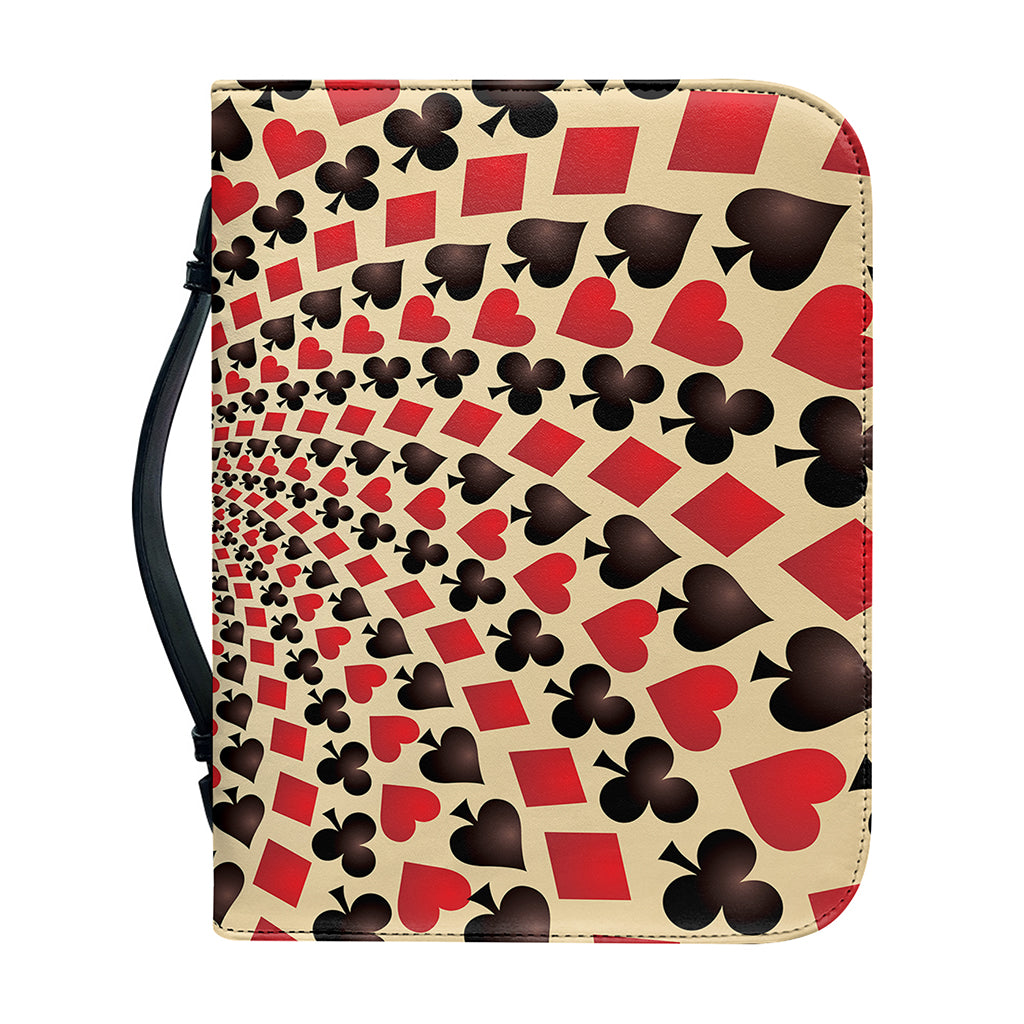 Swirl Playing Card Suits Print Leather Bible Cover