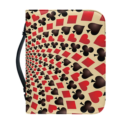 Swirl Playing Card Suits Print Leather Bible Cover
