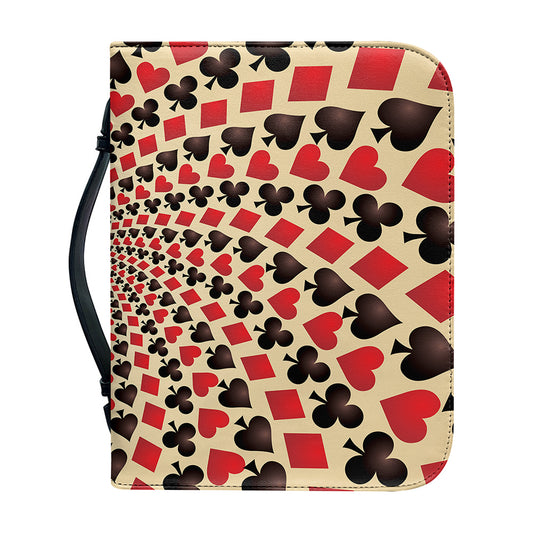 Swirl Playing Card Suits Print Leather Bible Cover