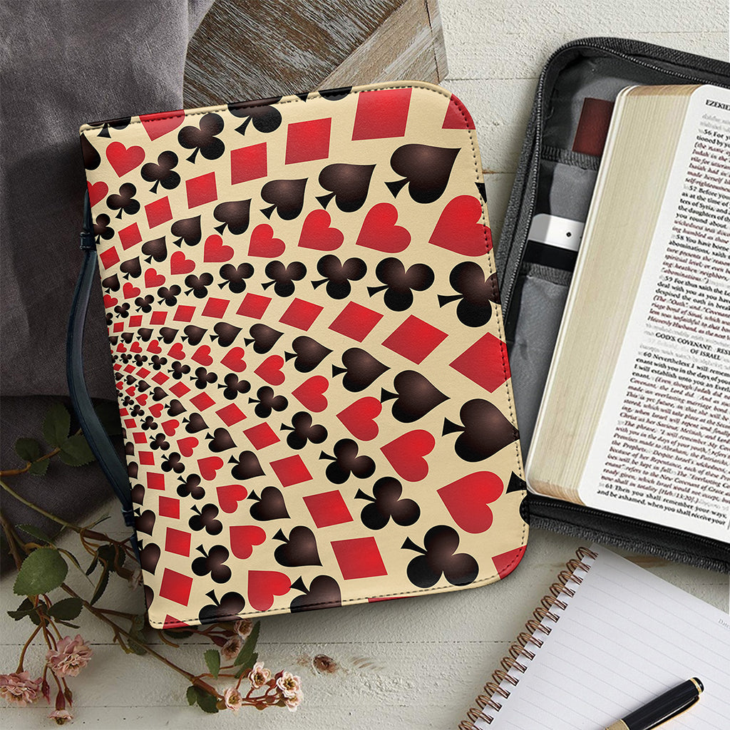 Swirl Playing Card Suits Print Leather Bible Cover