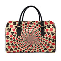 Swirl Playing Card Suits Print Leather Duffel Bag