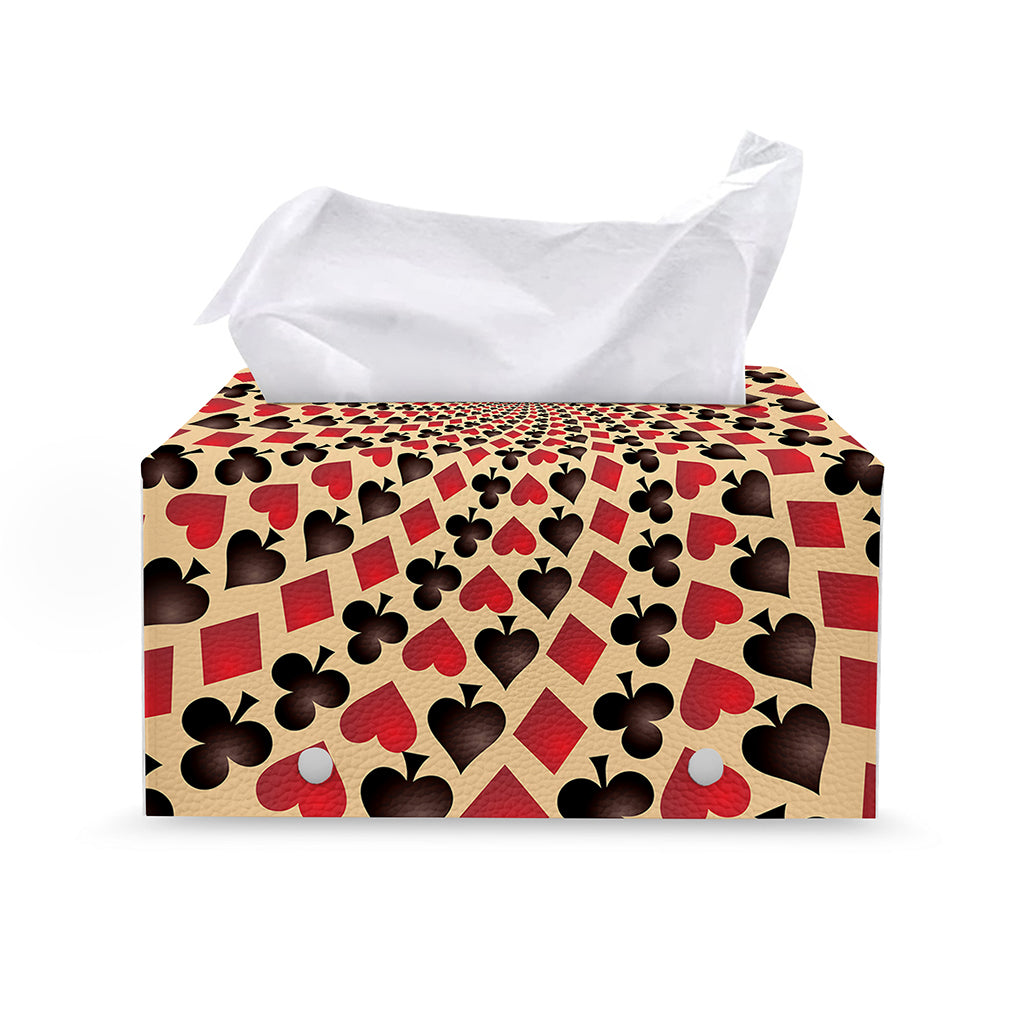 Swirl Playing Card Suits Print Leather Tissue Box Cover