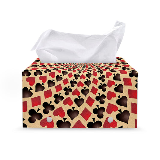 Swirl Playing Card Suits Print Leather Tissue Box Cover