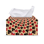 Swirl Playing Card Suits Print Leather Tissue Box Cover