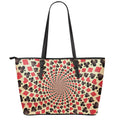 Swirl Playing Card Suits Print Leather Tote Bag With Zipper