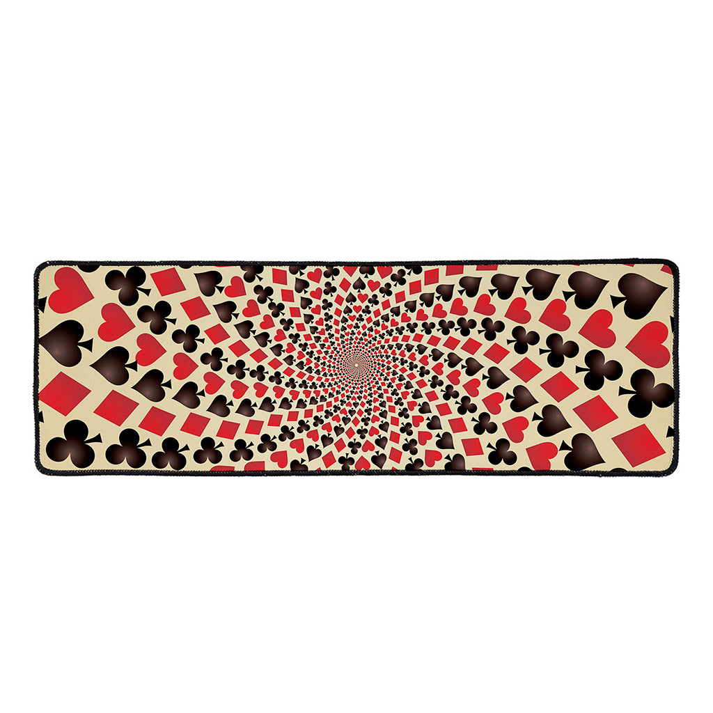 Swirl Playing Card Suits Print Long Kitchen Mat