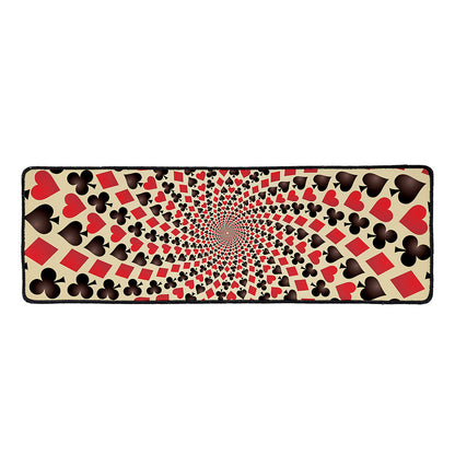 Swirl Playing Card Suits Print Long Kitchen Mat