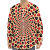 Swirl Playing Card Suits Print Long Sleeve Baseball Jersey