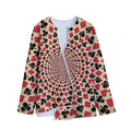 Swirl Playing Card Suits Print Long Sleeve Short Coat