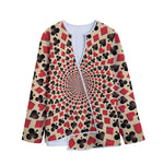 Swirl Playing Card Suits Print Long Sleeve Short Coat
